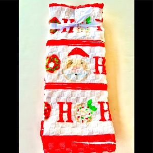2 Christmas Santa Ho Ho Ho Doughnuts Waffle Texture Kitchen Towels